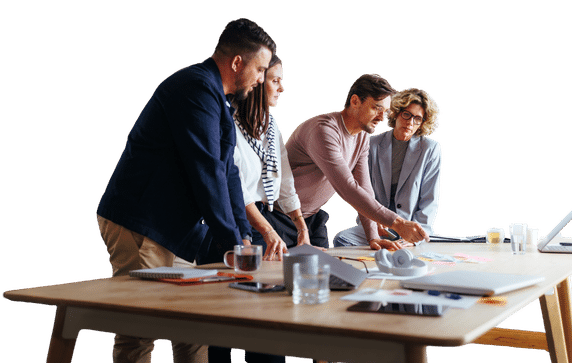 digital marketing team working on a project together