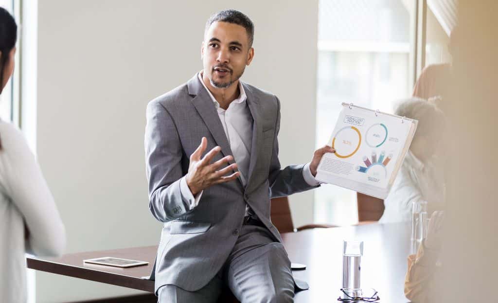 man doing sales presentation